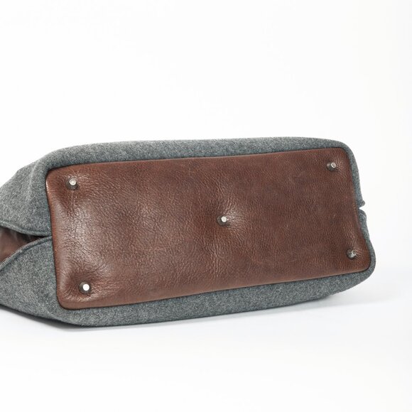 Brunello Cucinelli Grey Wool-Felt Leather-Trim Tote - Picture 4 of 10